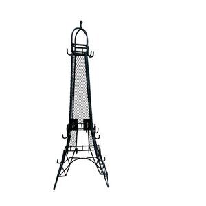 Black Metal Eiffel Tower Jewelry Holder Paris 32 Hooks for Necklace & Bracelets